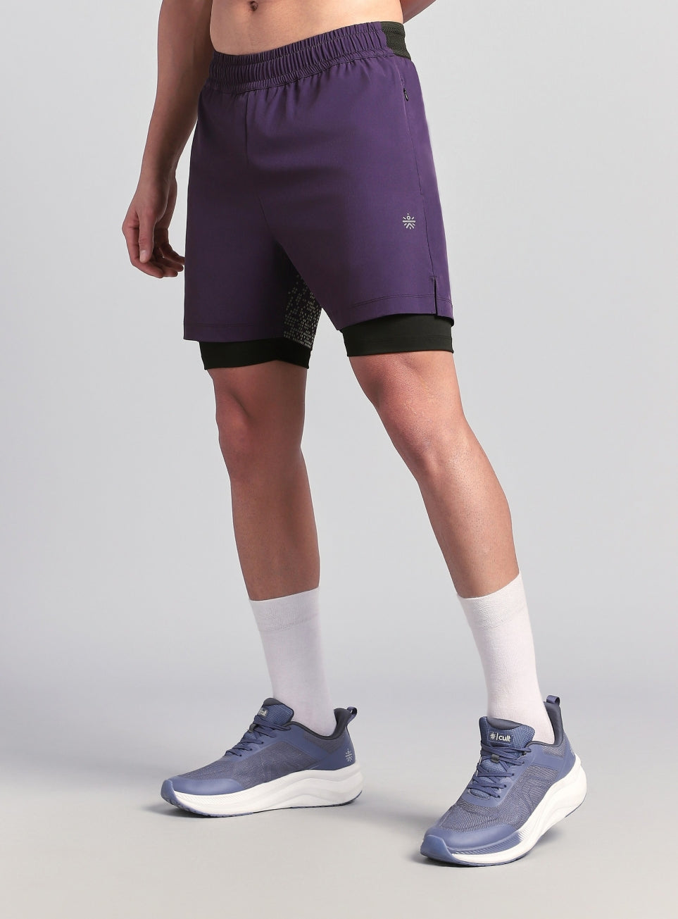 Men's Purple After Dark In-Built Tights Running Shorts