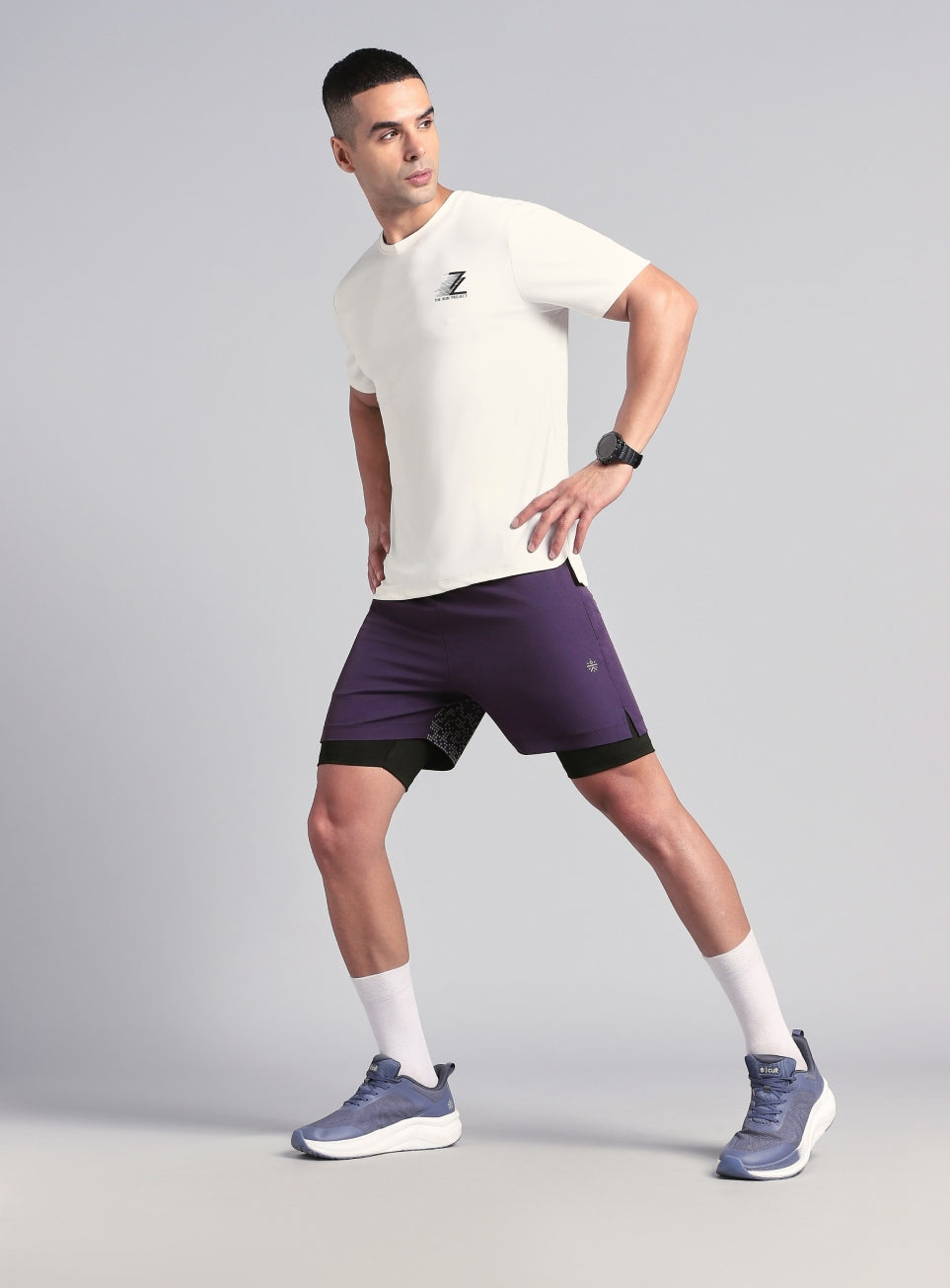 Men's Purple After Dark In-Built Tights Running Shorts