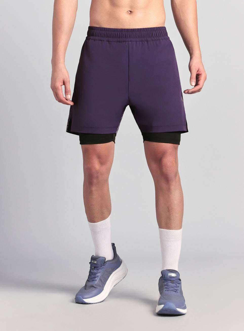 Men's Purple After Dark In-Built Tights Running Shorts