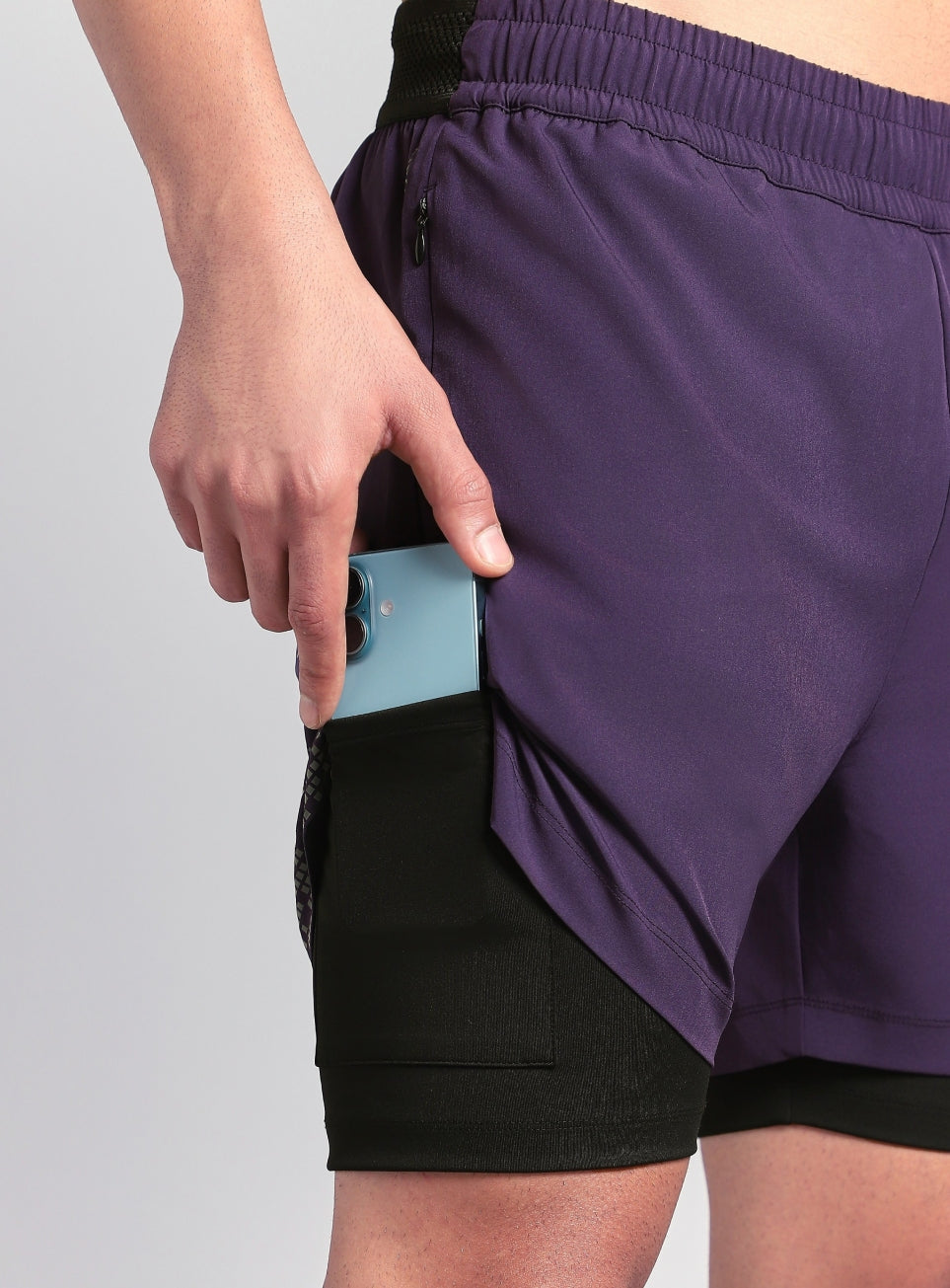 Men's Purple After Dark In-Built Tights Running Shorts