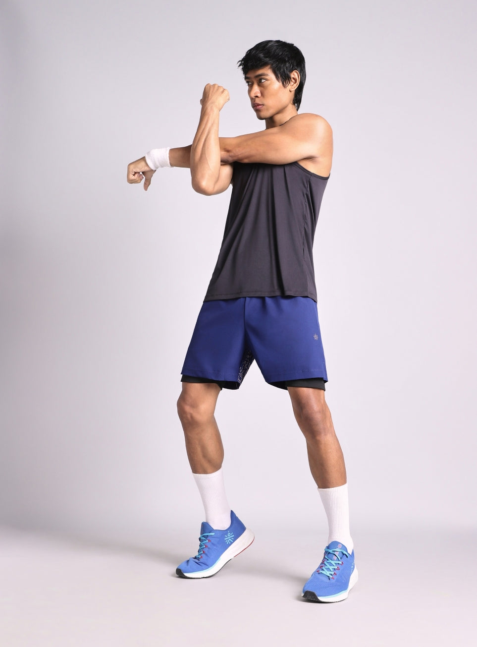 Men's Blue After Dark In-Built Tights Running Shorts