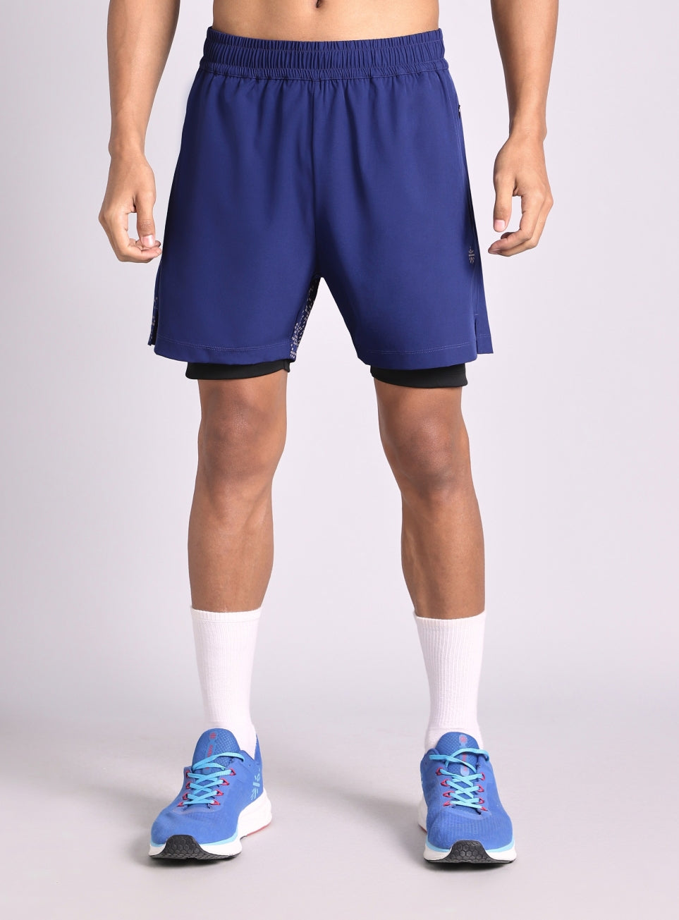 Men's Blue After Dark In-Built Tights Running Shorts