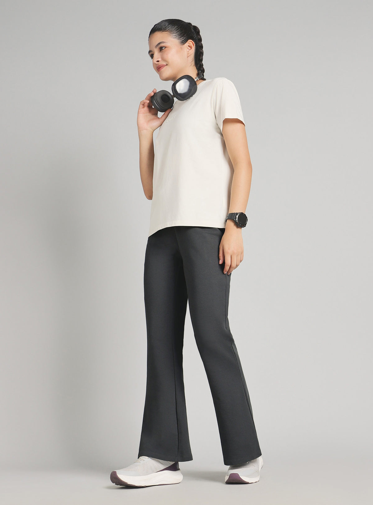 Women's Dark Grey Soft Form Flow Flared Pants