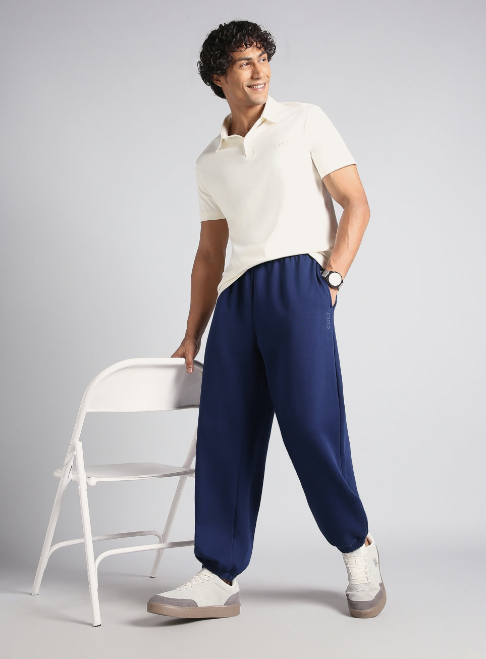 Men's Navy Luxe Fleece Comfort Relaxed Fit Joggers