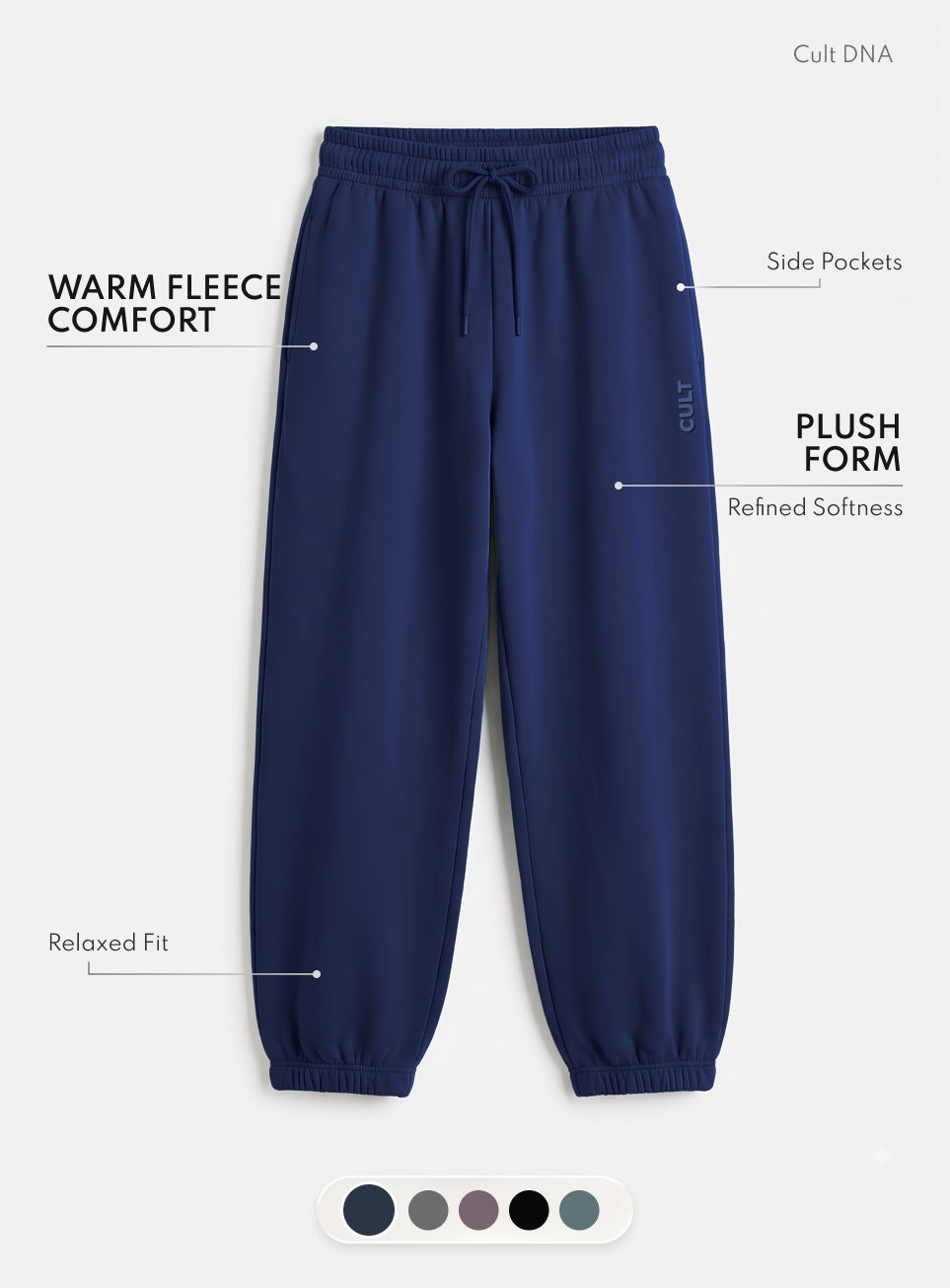 Men's Navy Luxe Fleece Comfort Relaxed Fit Joggers