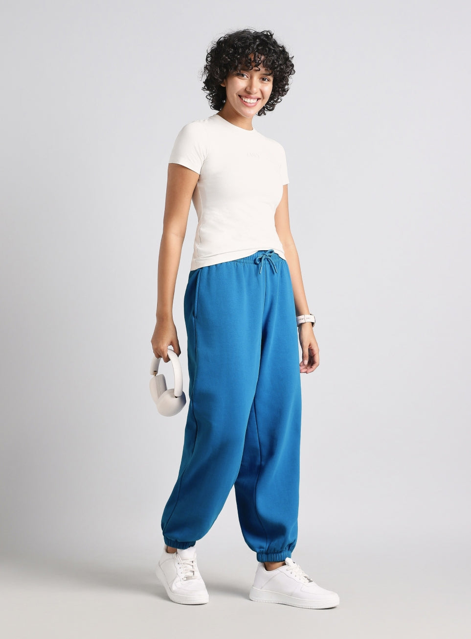 Women's Blue Luxe Fleece Relaxed Fit Joggers