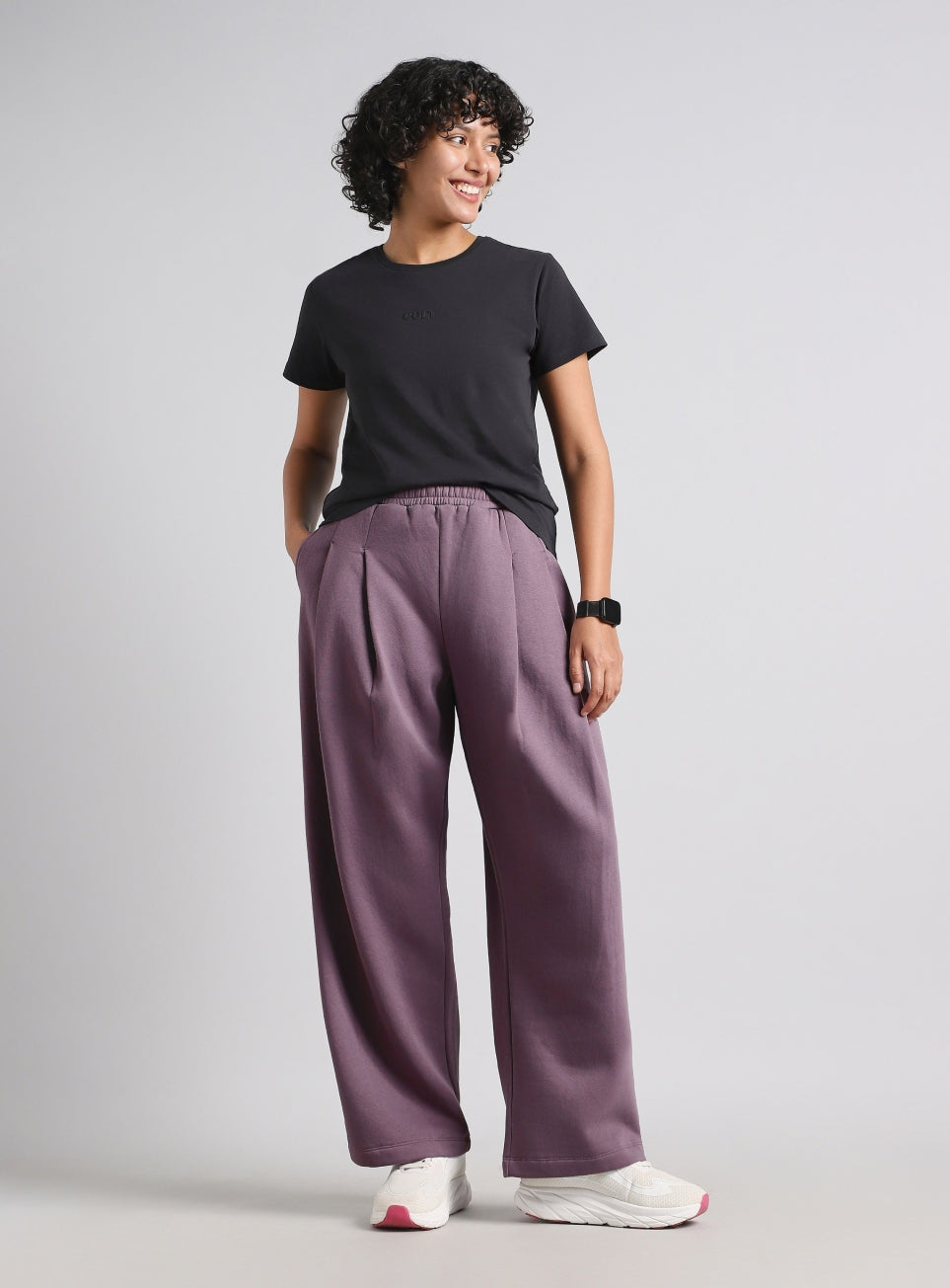 Women's Purple Motion Lab Pleated Relaxed Fit Trackpants
