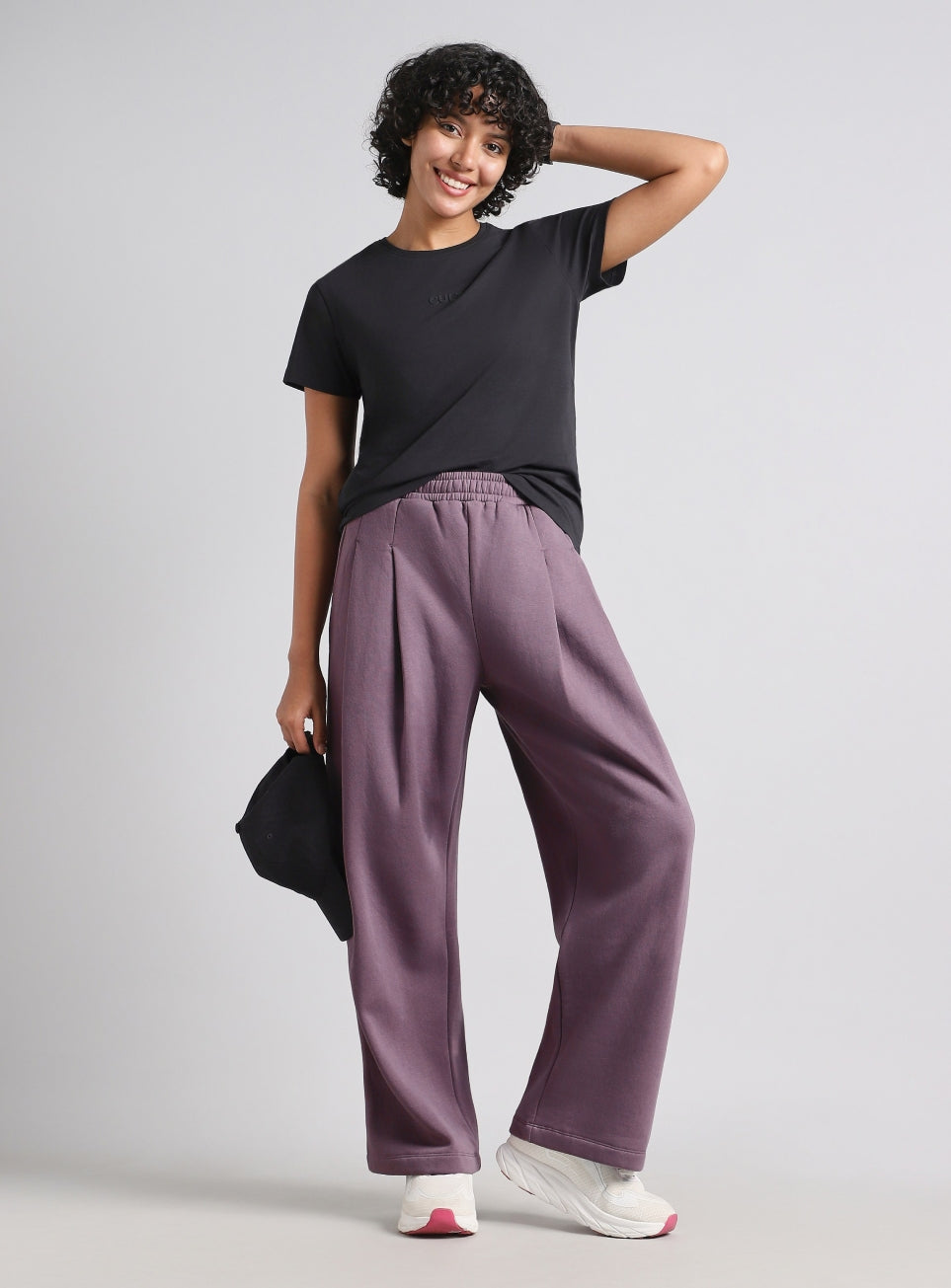 Women's Purple Motion Lab Pleated Relaxed Fit Trackpants