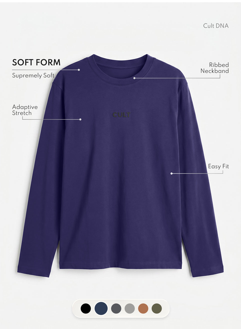 Men's Navy Essential Regular Fit Full Sleeve T-shirt