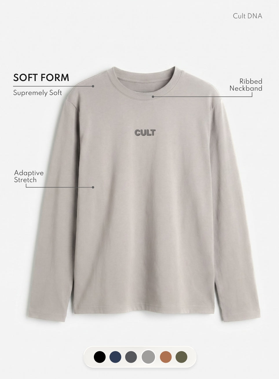 Men's Grey Essential Regular Fit Full Sleeve T-shirt