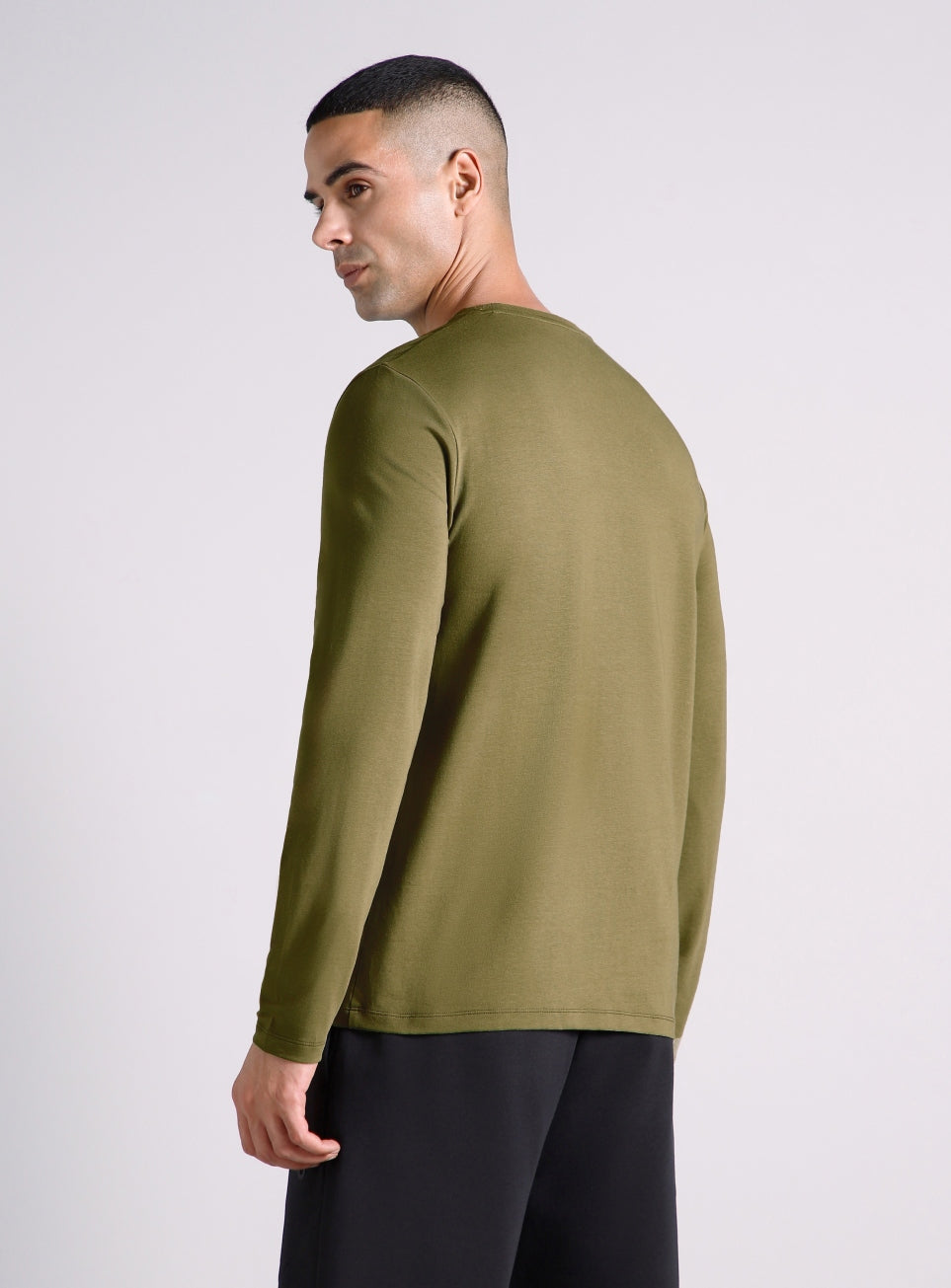 Men's Olive Essential Regular Fit Full Sleeve T-shirt