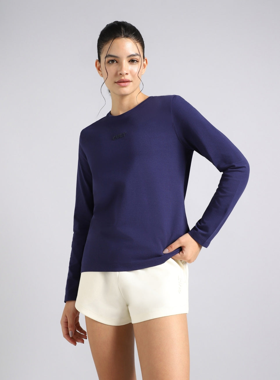 Women's Navy Soft Form Classic Full Sleeves T-Shirt