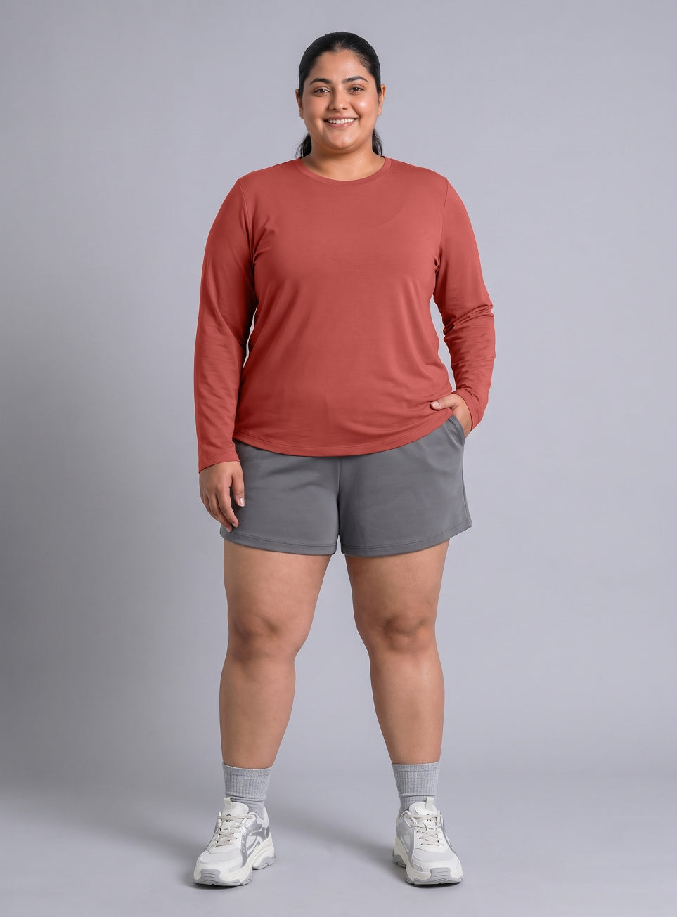 Women's Rust Full sleeve Plus Size T-shirt