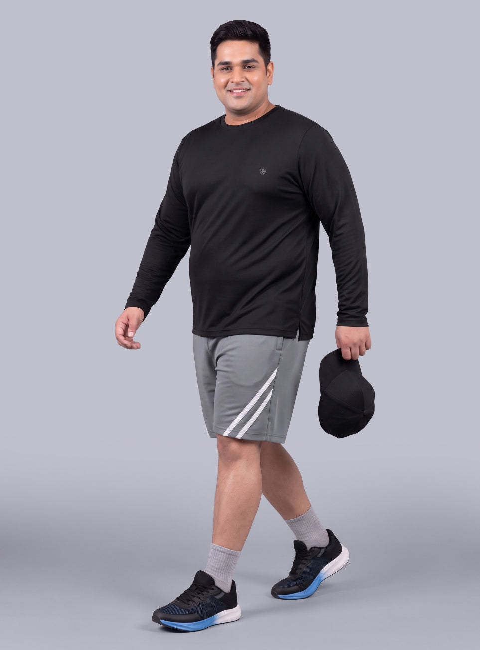 Men's Black Cult Play Solid Sleeve Plus Size T-shirt