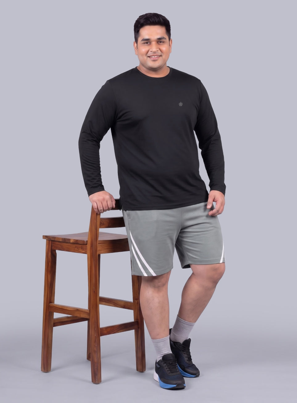 Men's Black Cult Play Solid Sleeve Plus Size T-shirt