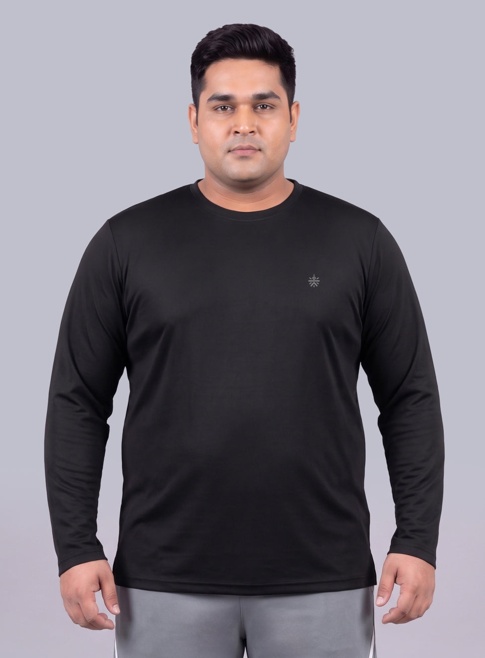 Men's Black Cult Play Solid Sleeve Plus Size T-shirt