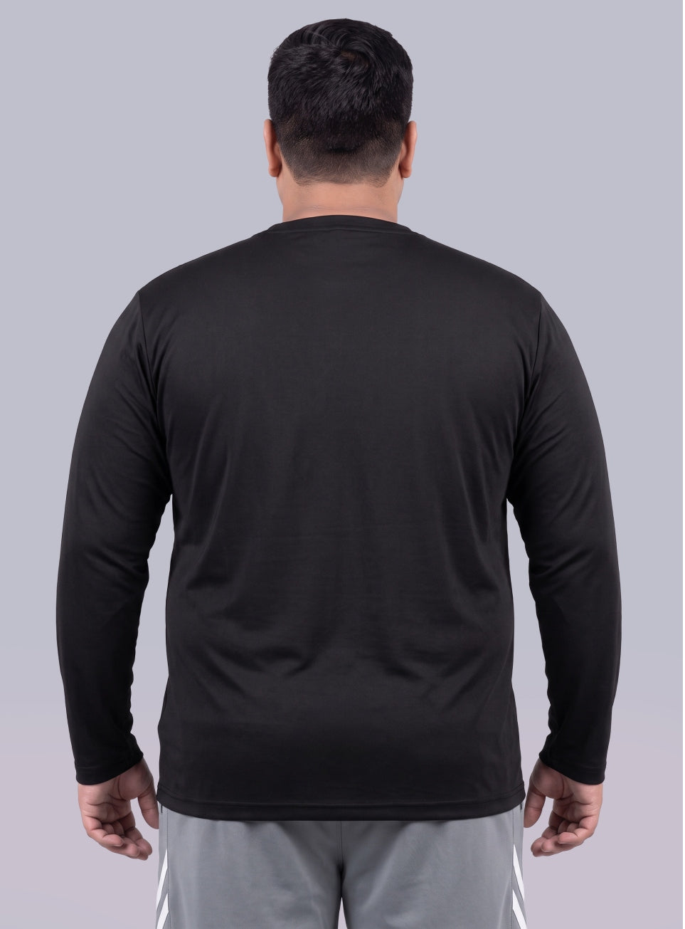 Men's Black Cult Play Solid Sleeve Plus Size T-shirt