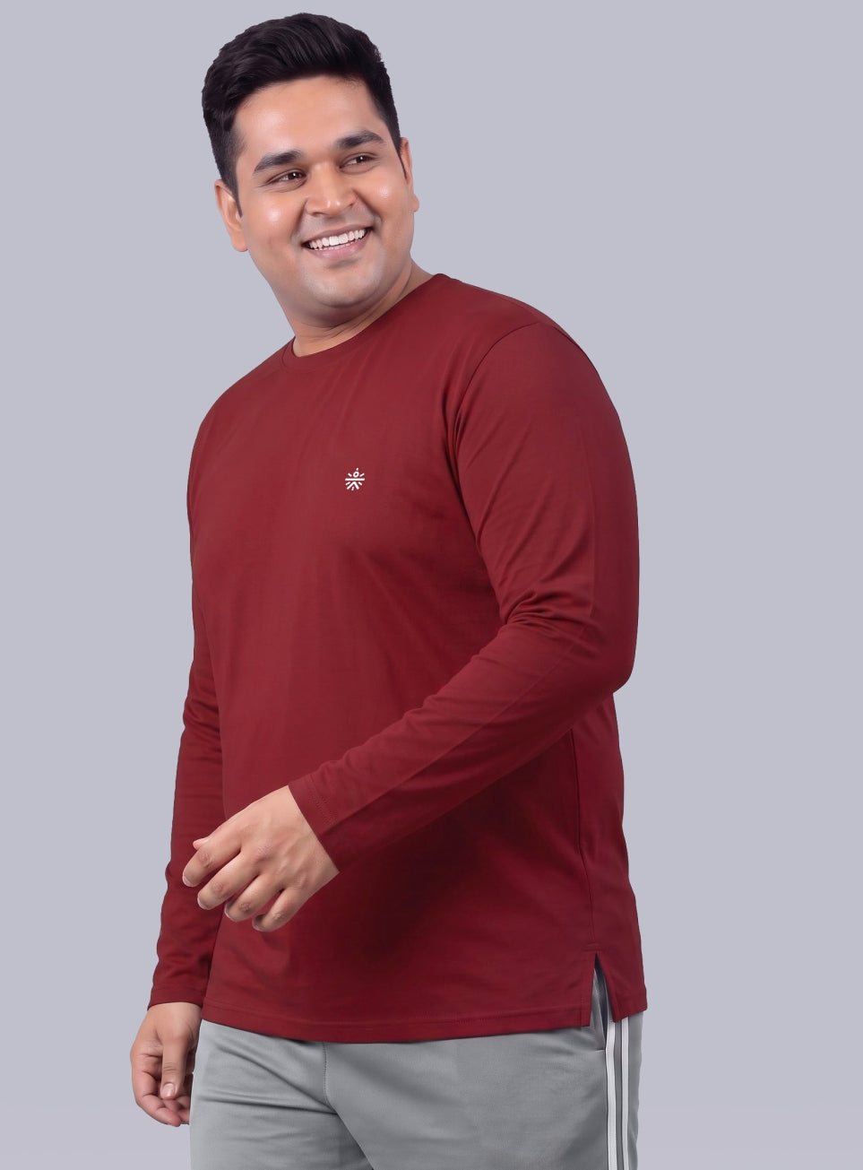 Men's Red Cult Play Solid Sleeve Plus Size T-shirt