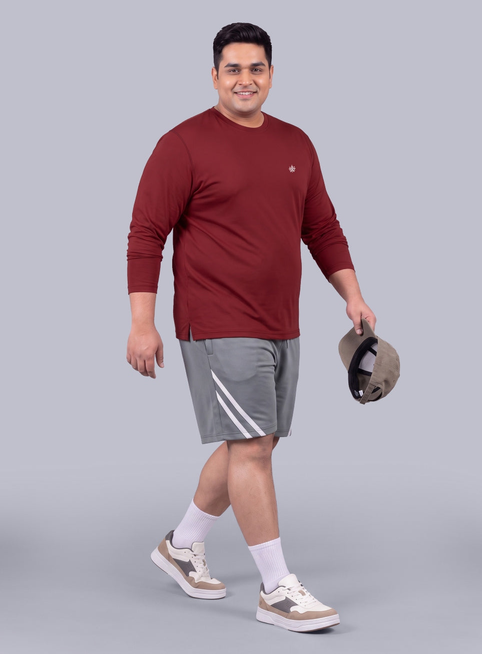 Men's Red Cult Play Solid Sleeve Plus Size T-shirt