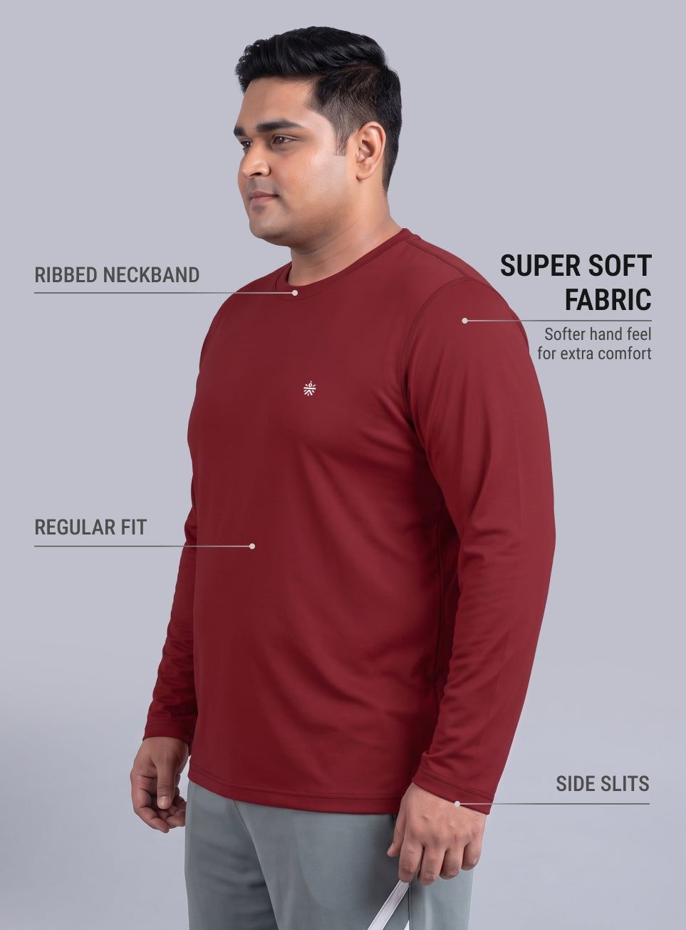 Men's Red Cult Play Solid Sleeve Plus Size T-shirt