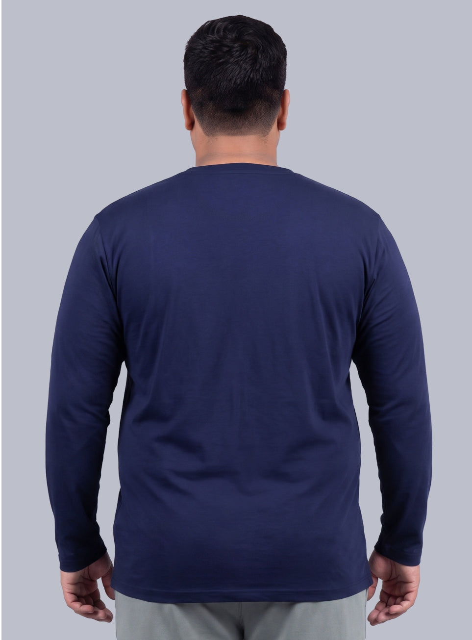 Men's Navy Cult Play Solid Sleeve Plus Size T-shirt