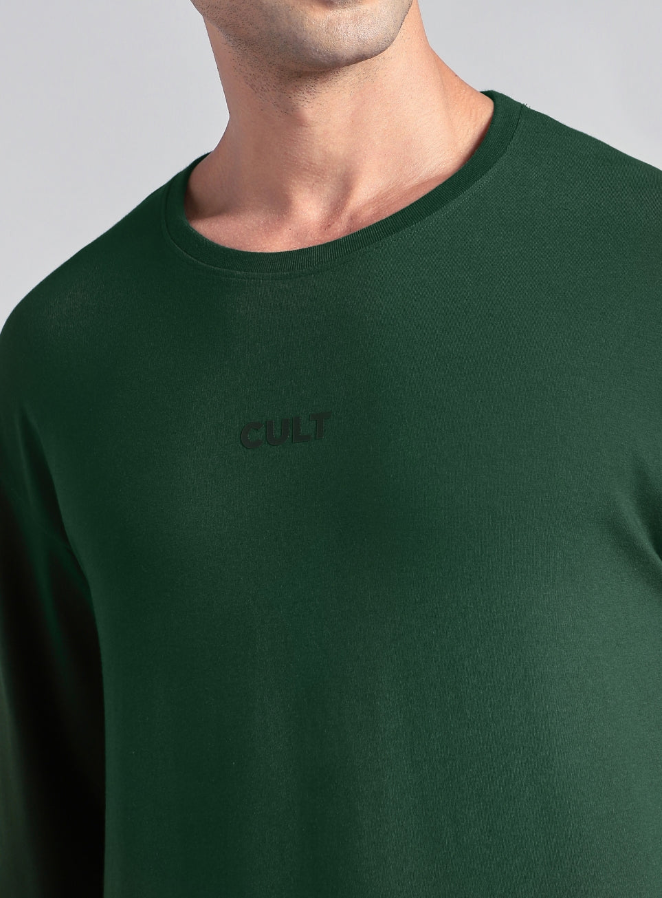 Men's Green Soft Form Full Sleeve Comfort T-shirt
