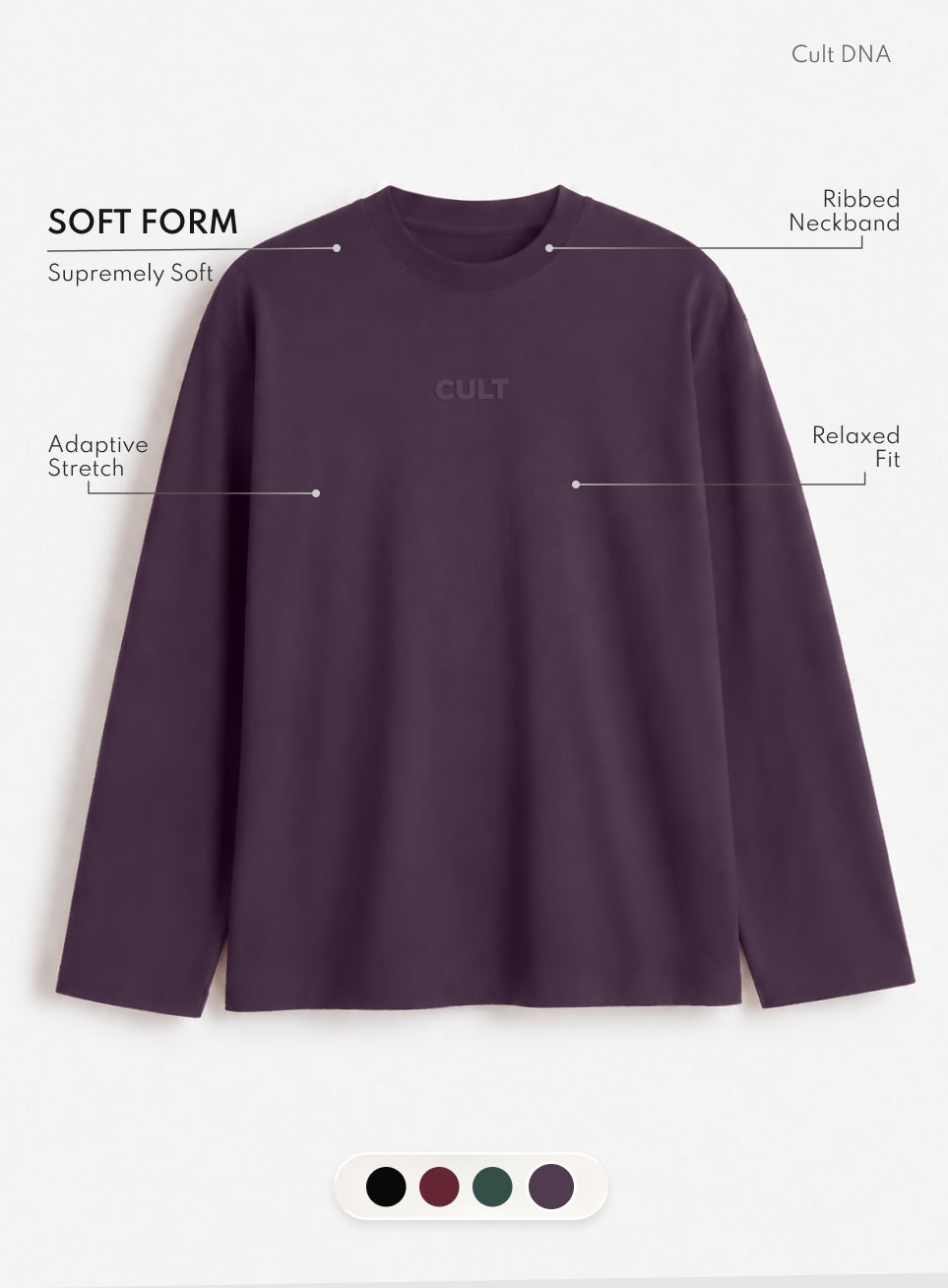 Men's Wine Soft Form Full Sleeve Comfort T-shirt