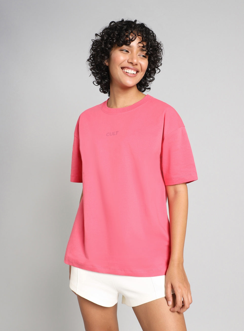 Women's Pink Soft Form Oversized Comfort T-shirt