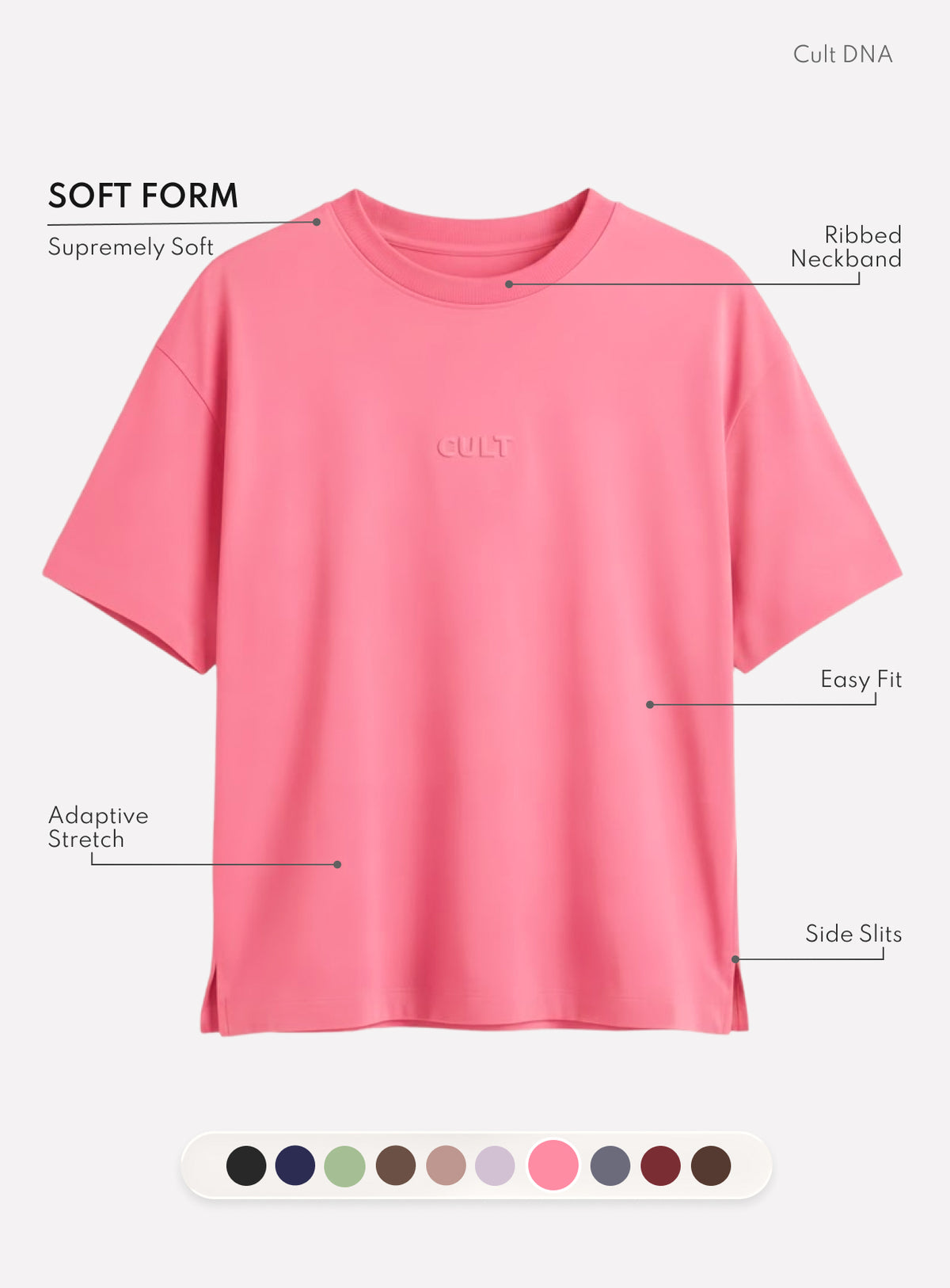Women's Pink Soft Form Easy Fit Everyday T-shirt