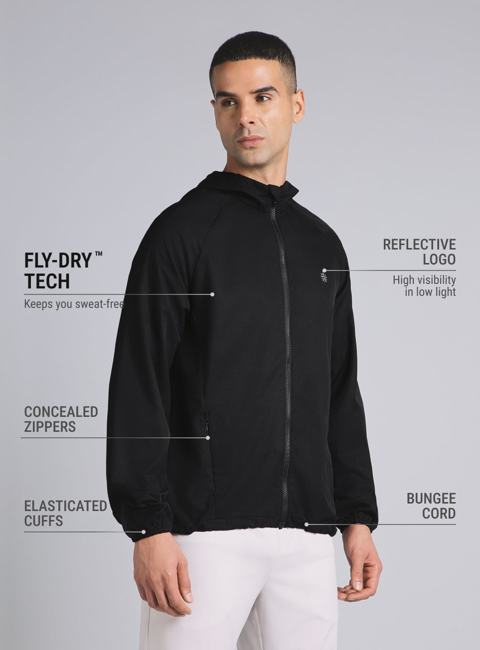 Men's Black Daily Pace Windbreaker Jacket