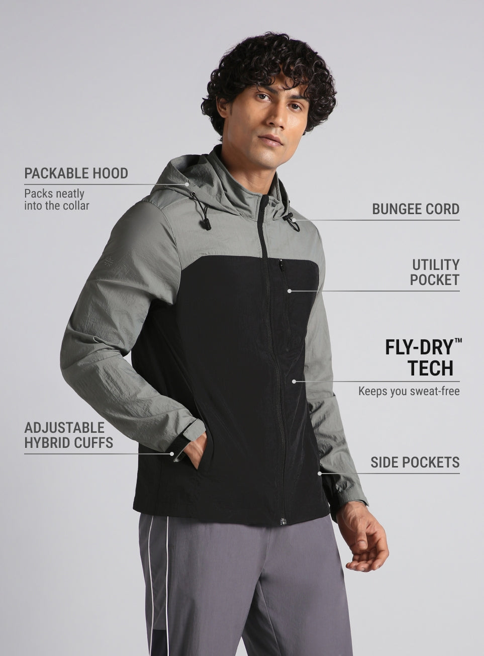 Men's Black Daily Run Hooded Windbreaker Jacket