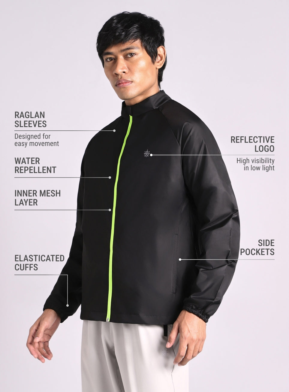 Men's Black Night Run series Light Weight Jacket