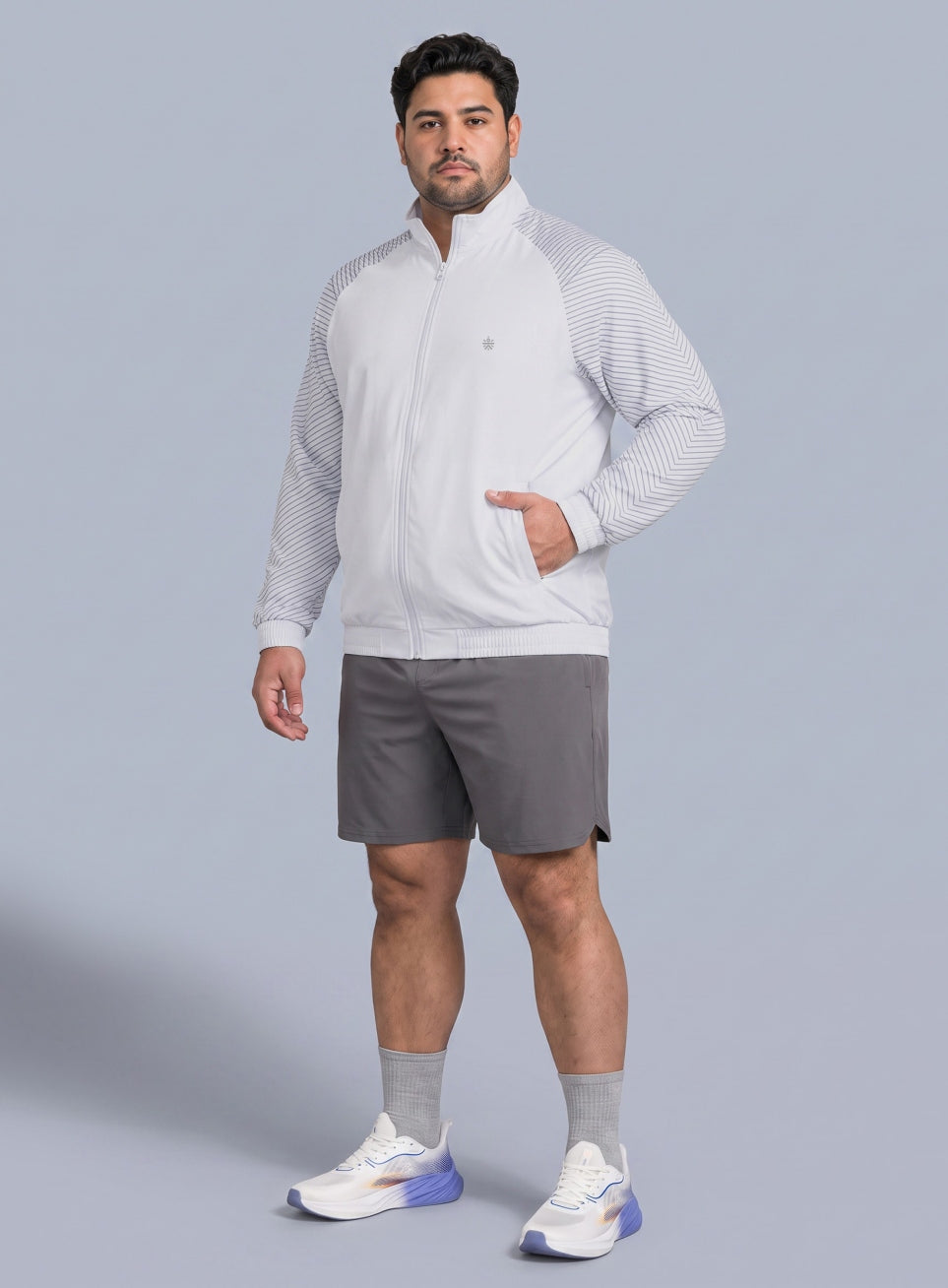 Men's White Day Run Essential Plus Size Jacket