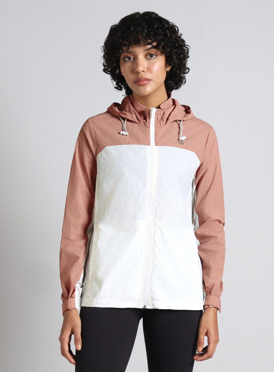 Women's White Running packable hoodie Windcheater jacket