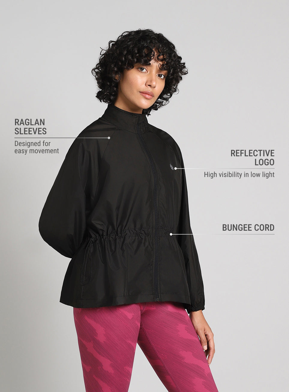 Women's Black Runner's Essential Packable Lightweight Jacket