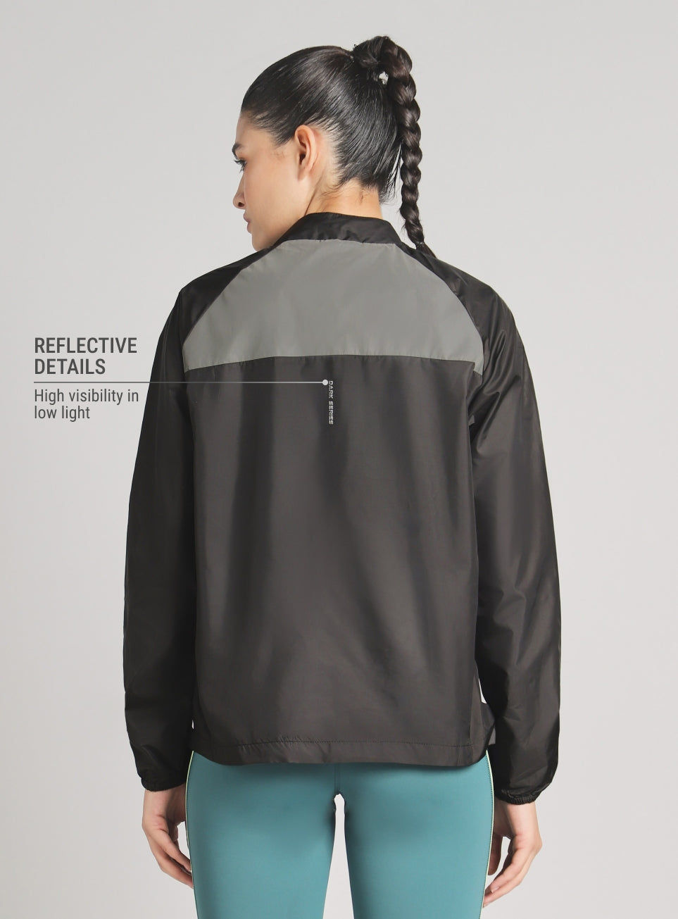 Women's Black Night Run Running Jacket