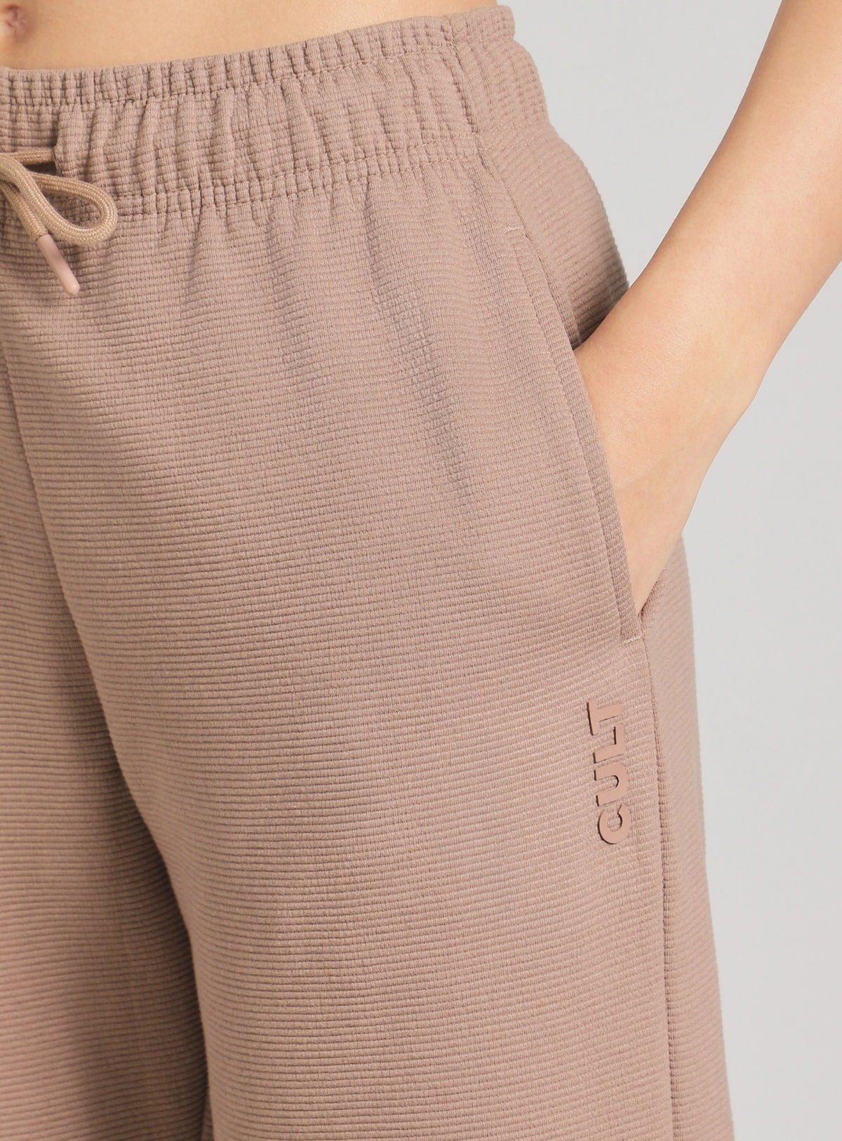 Women's Beige Plush Classic Trackpants