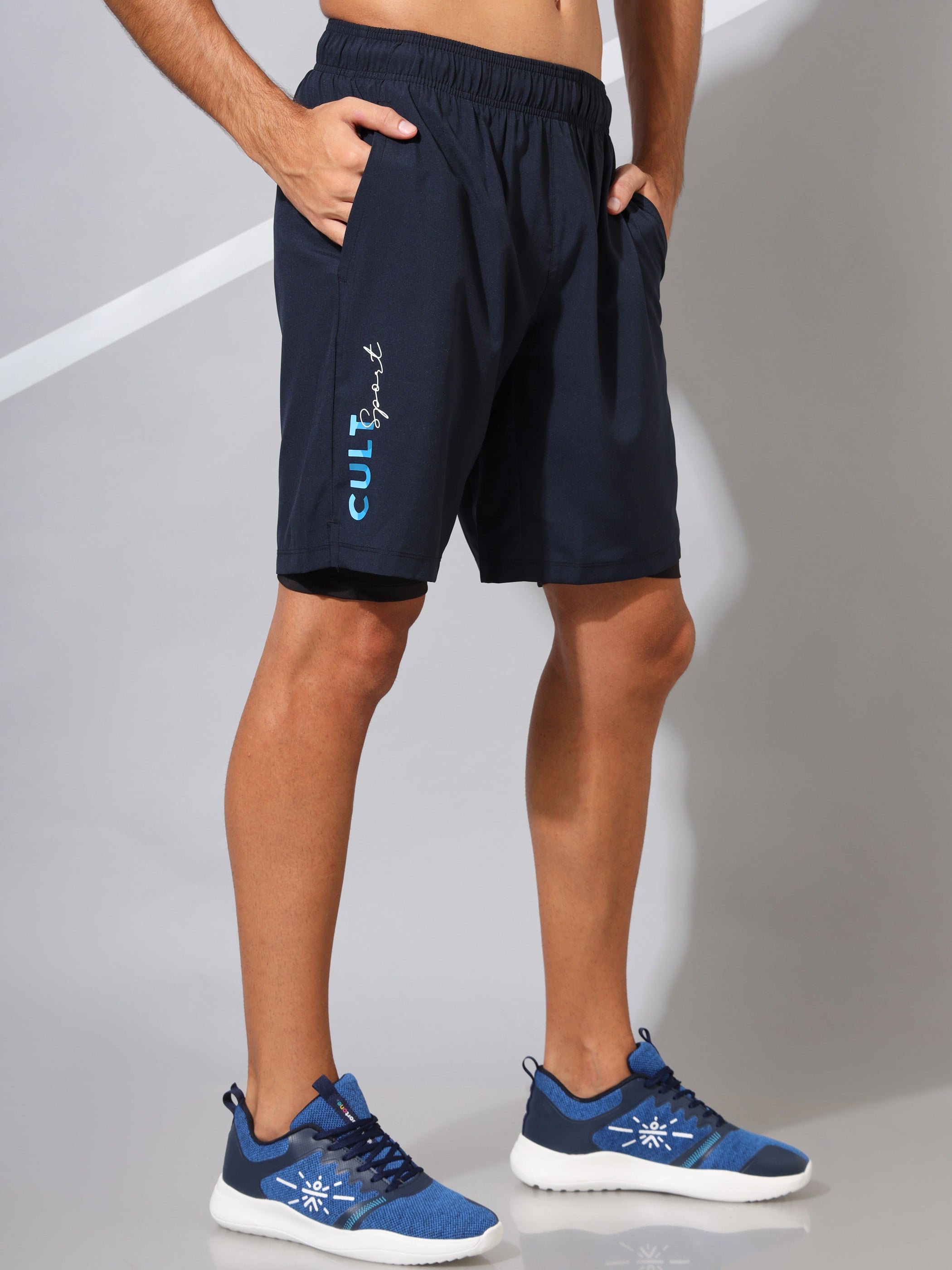 Active Shorts with Inner tights and Graphic Print
