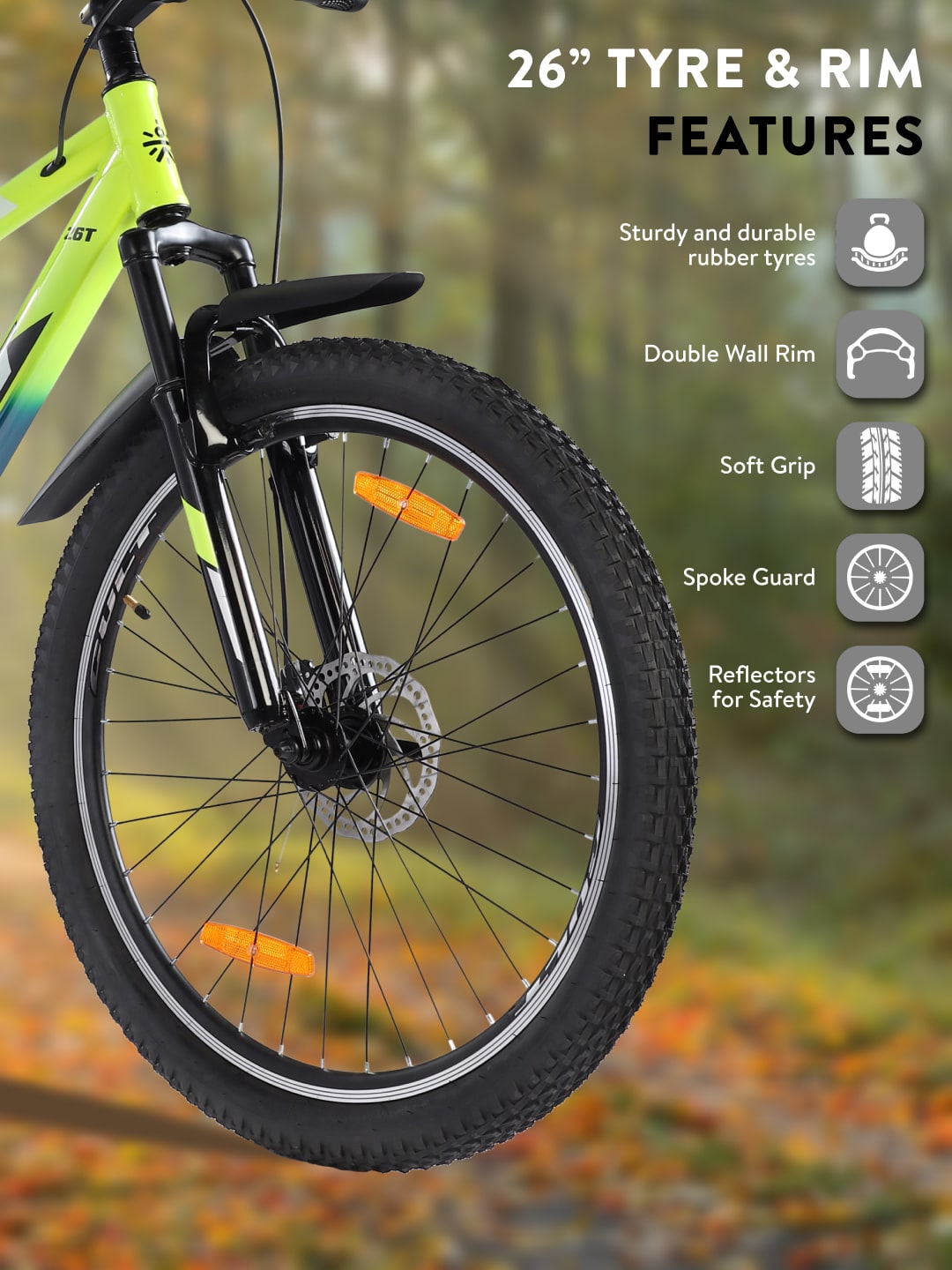 DAUNTLESS26TGREENBLUE Steel Single Speed 26 inch Mountain Cycle, Dual Disc Brake, Front Suspension, Double Wall Rim