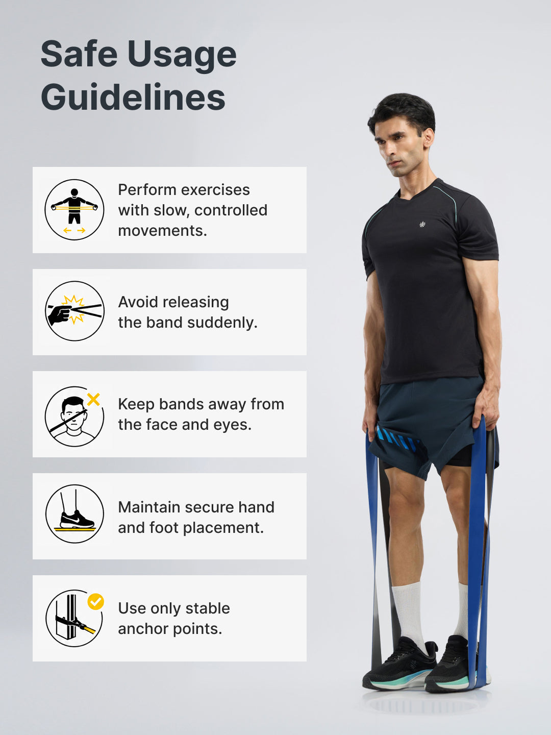 cult Resistance Band(30-80kgs Resistance) for Men & Women Blue Grey