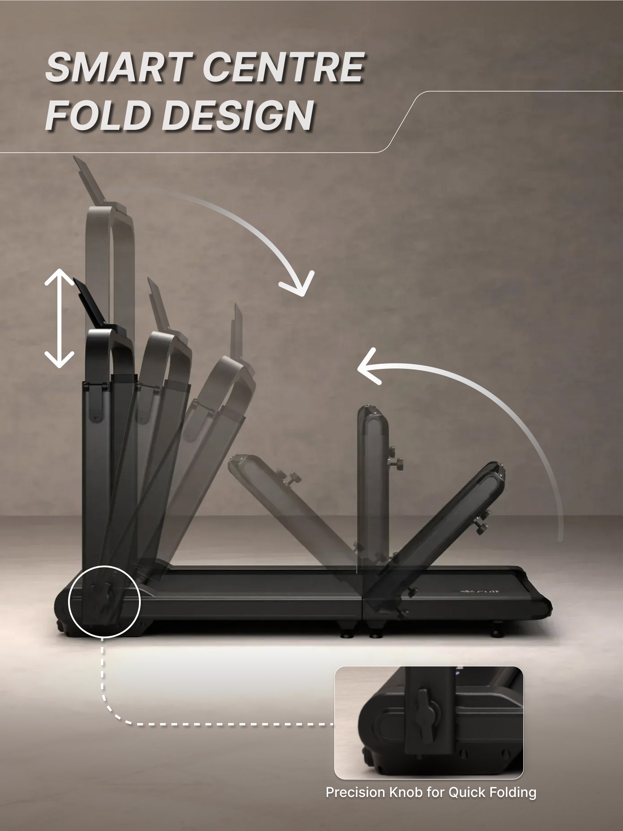 Cult Fold Plus Center-Folding Walking Pad with 5HP Motor with Easy Remote Control | Max User 130kg | Top Speed 6kmph | Running Deck 39.3 x 15.7 inches | Space Saving & Perfect for Home use Treadmill (with 6 Months Extended Warranty)