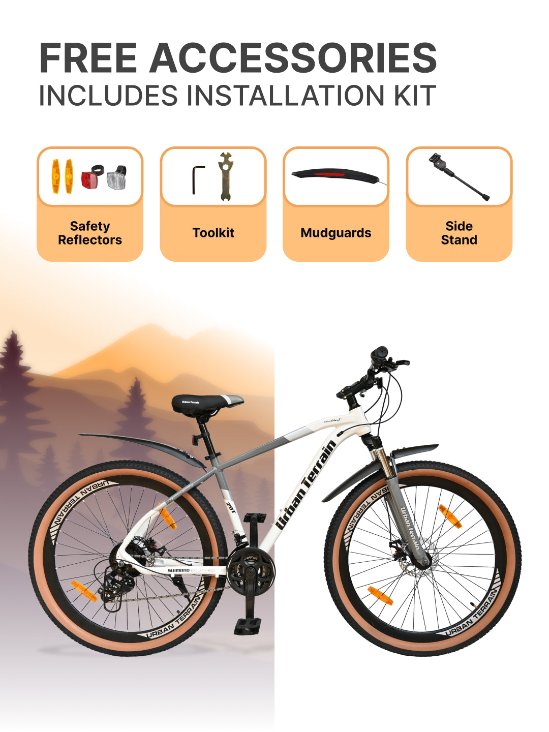 Aeroblast Mountain Bike Alloy Frame 21 Speed Cycle 29 inch With Front Suspension, Triple Wall Rim and Dual Disc Brakes, Ideal For 5.6 ft to 6 ft & above, 15+ Years, Unisex (WhiteGrey)