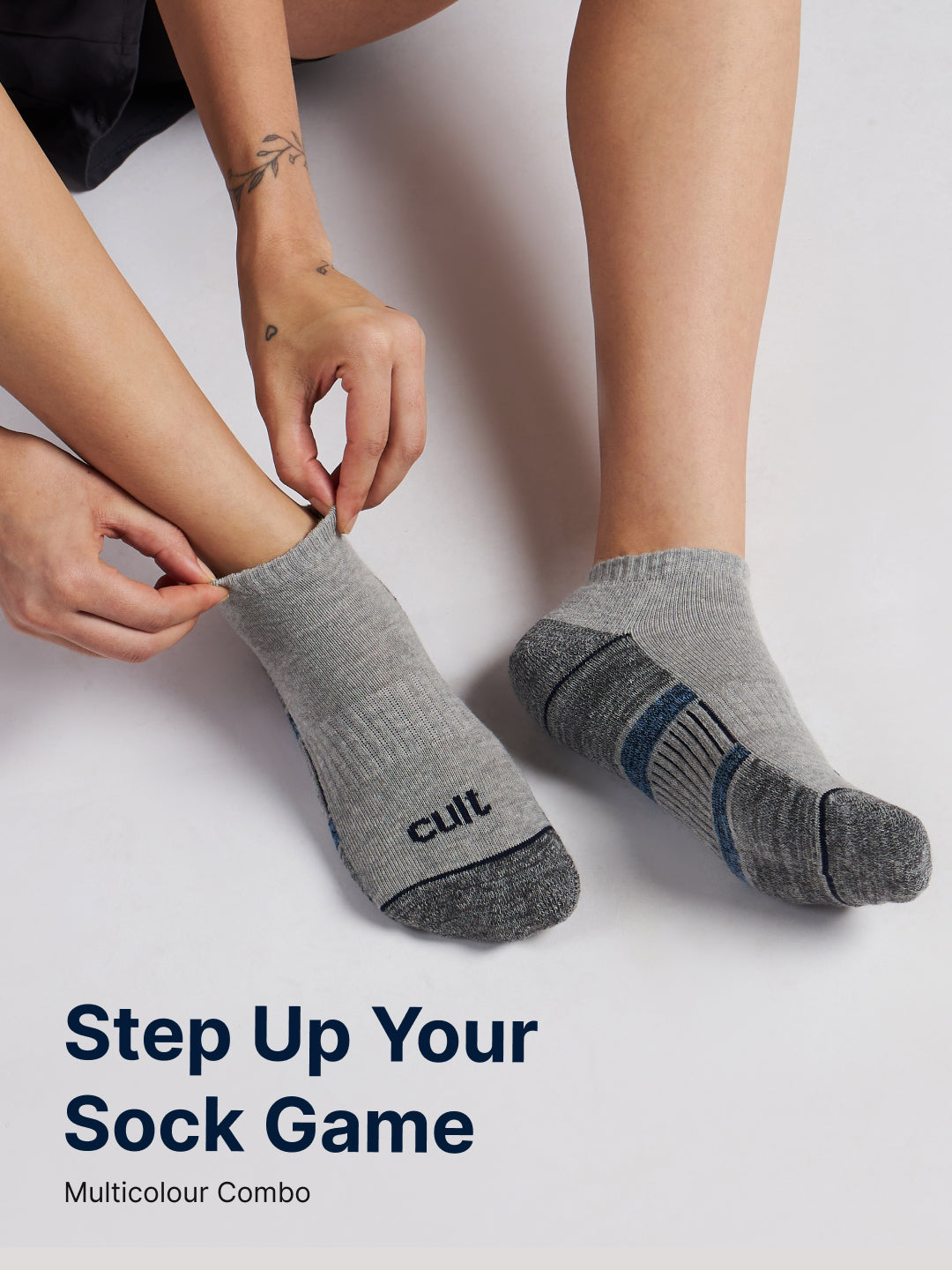 Sports Low Ankle Pack of 5 Grey Melange Women's Cotton Socks