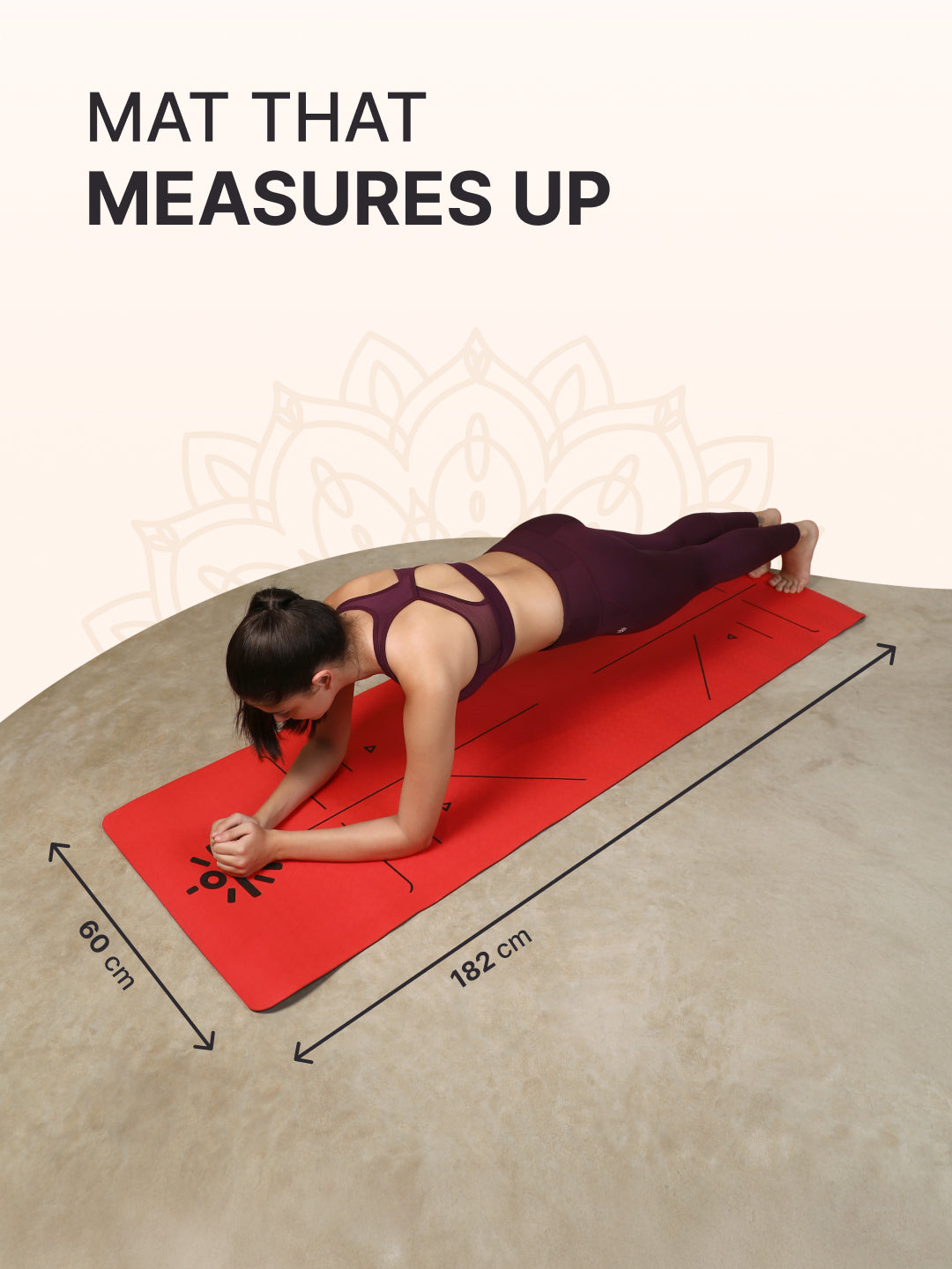 CULT Premium TPE Yoga Mat with Alignment Marks   6mm Thick Non-Slip Exercise & Pilates Mat for Men & Women, Eco-Friendly, Sweat-Resistant with Carry Strap - Red