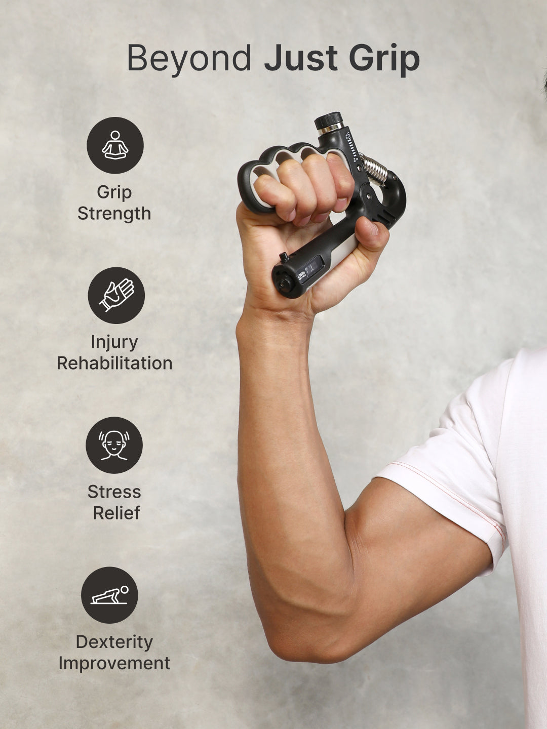 cult Adjustable Hand Gripper upto 100 kg Resistance with Counter Unisex Grey