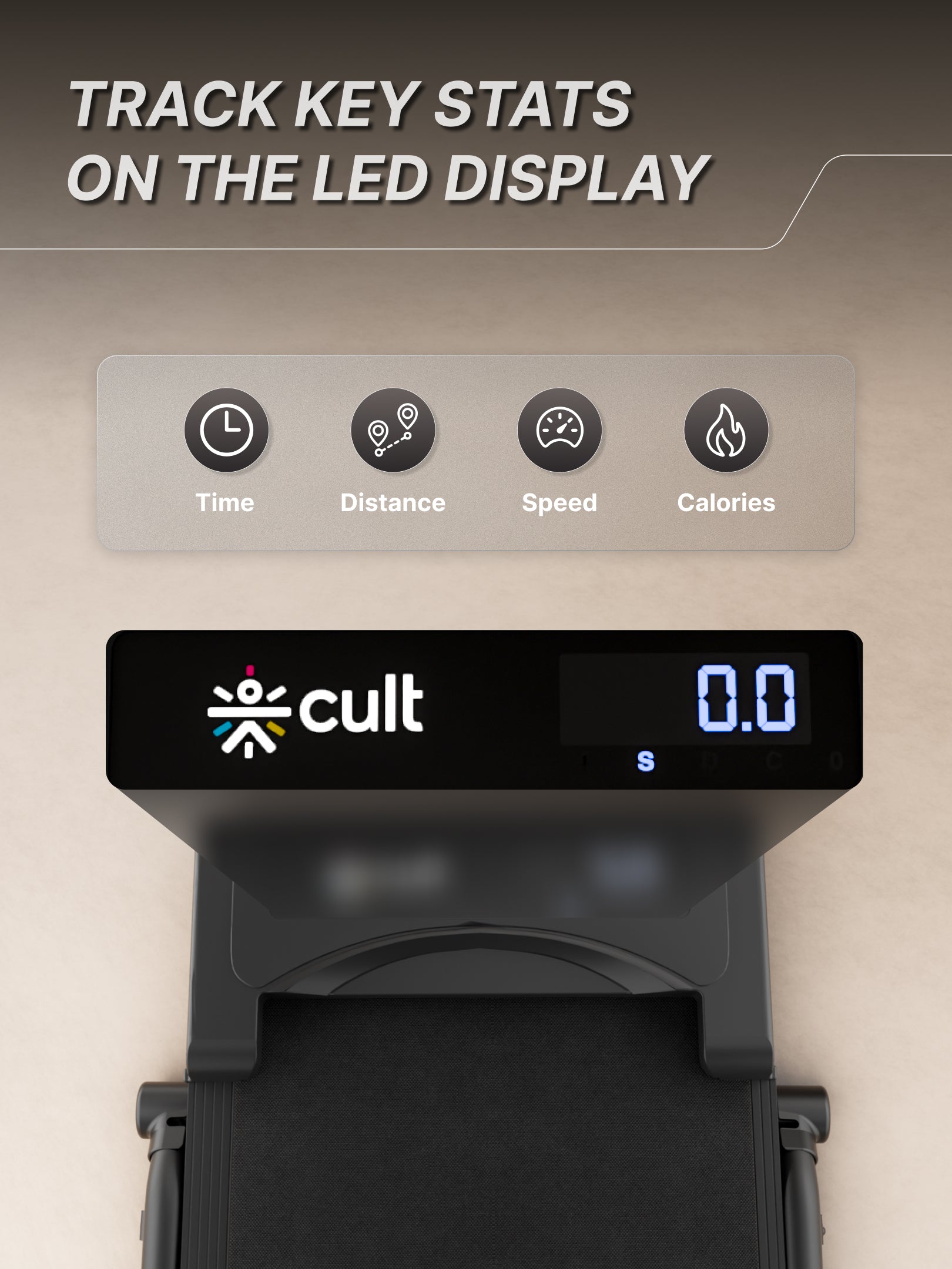 Cult Walking Pad with Trek Motion for Home | 4 HP BLDC Motor | 2-Level Manual Incline | LED Display | 130 kg Weight Capacity | Foldable & Portable