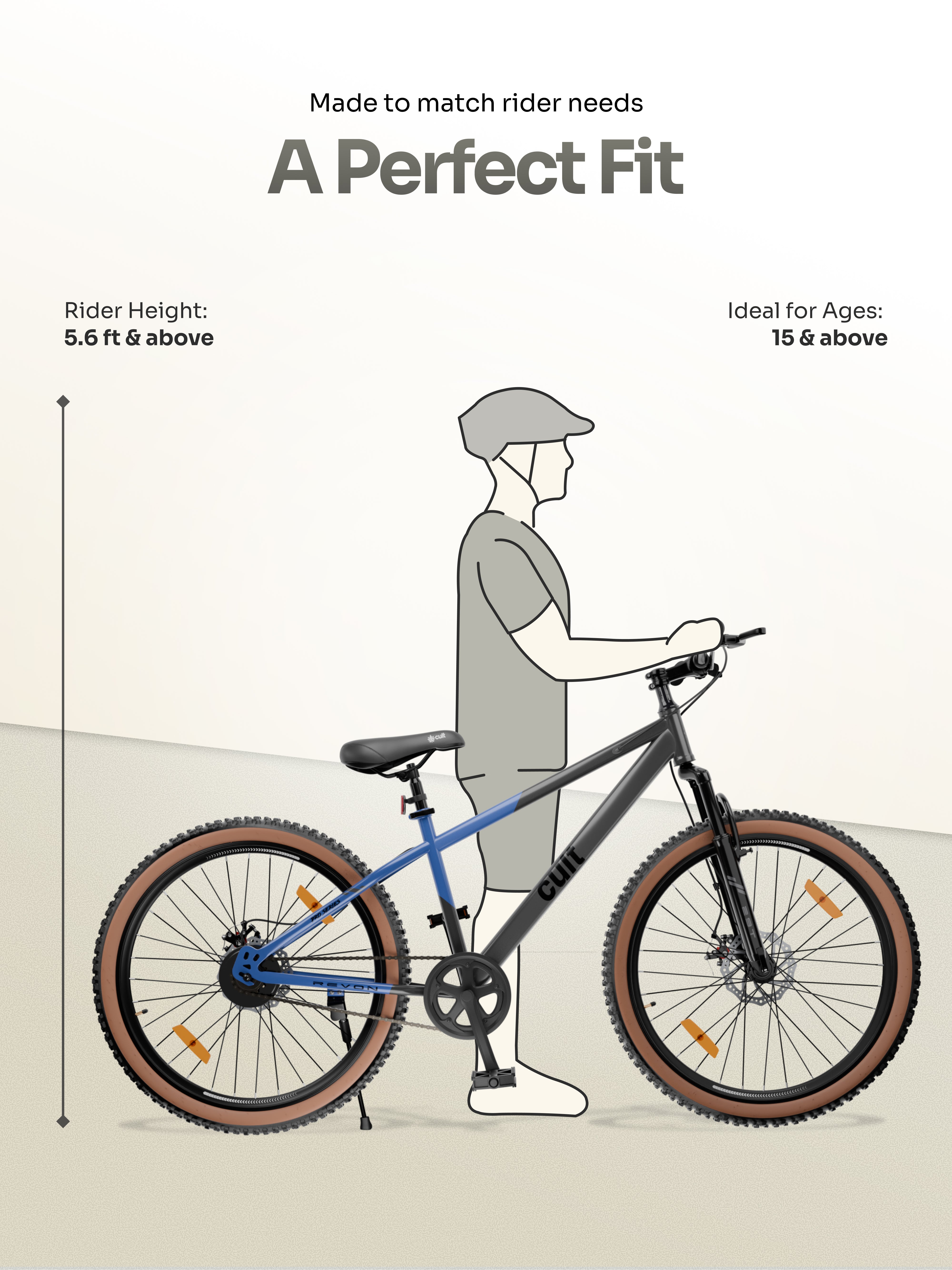 Cult Revon 29T Steel Mountain Bike with Dual Disc Brake and Front Suspension, Blue-Grey