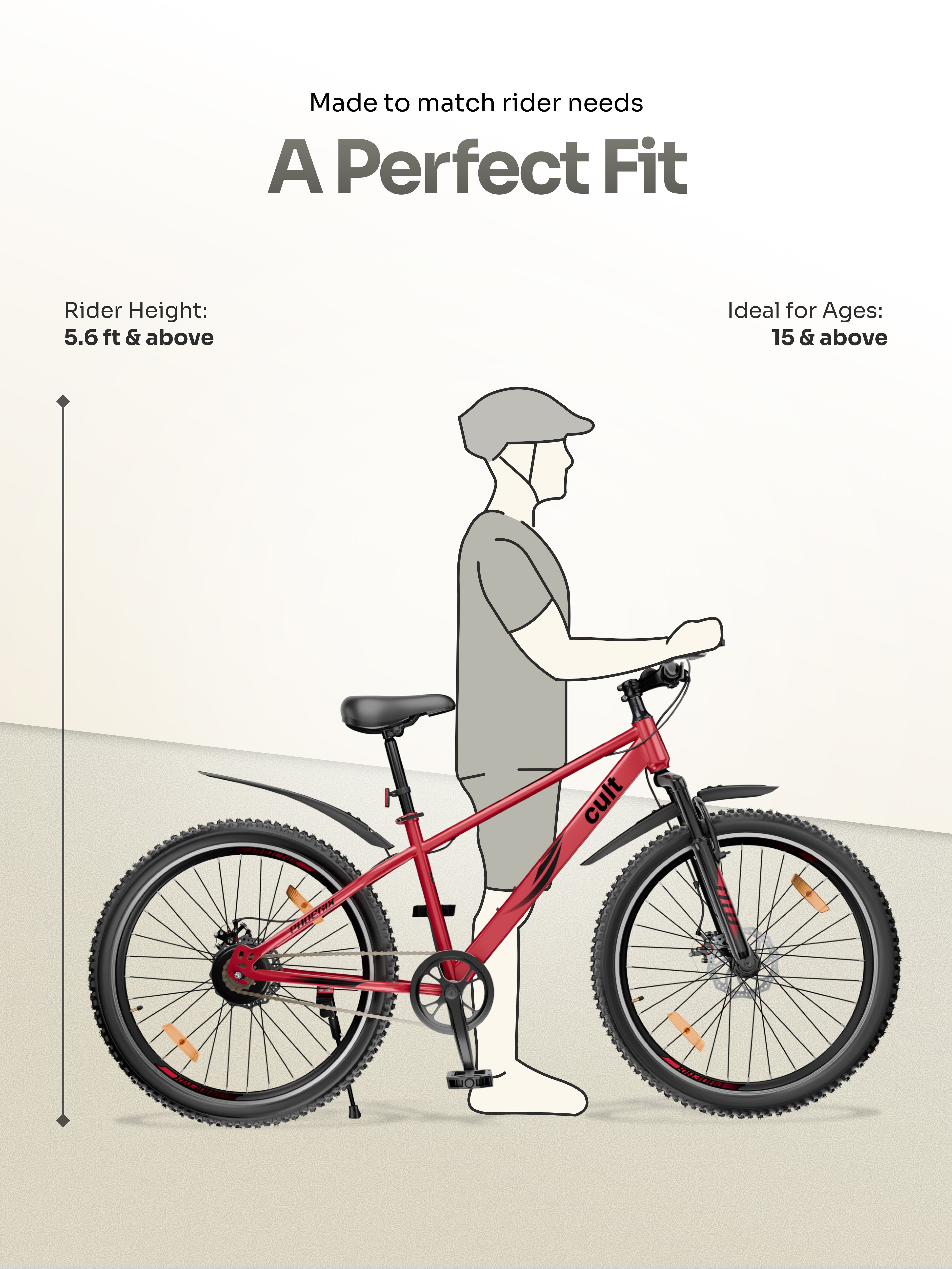 Cult Phoenix 29T Steel Mountain Bike with Dual Disc Brake and Front Suspension, Red