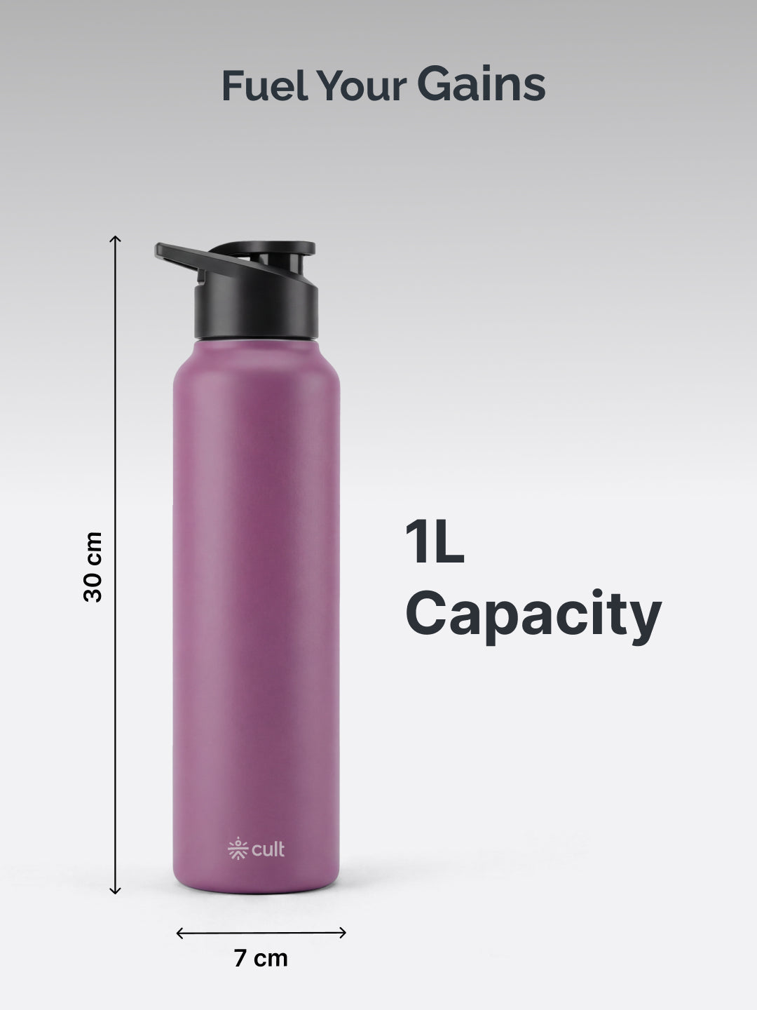 cult Steel Bottle 1Ltr With Sports Cap Purple