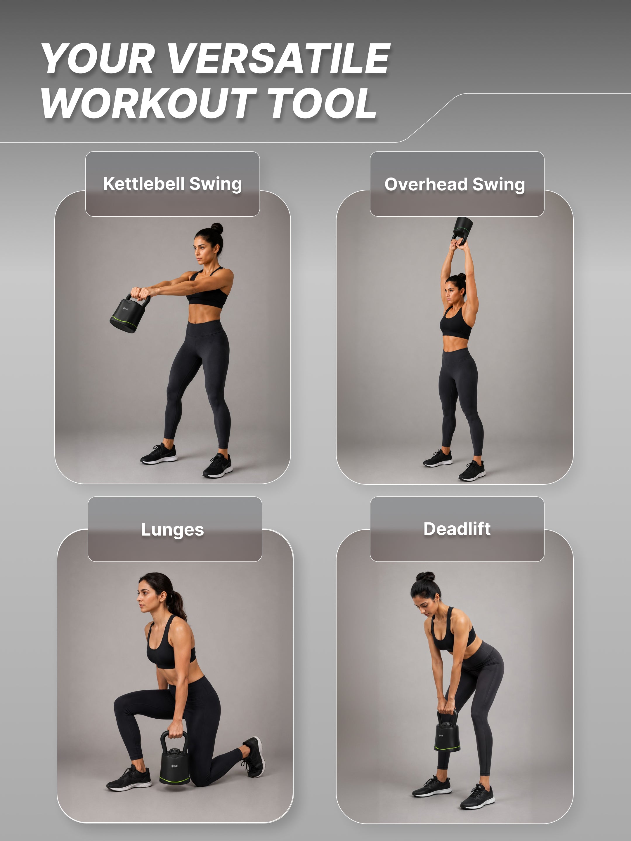 Cult Adjustable Kettlebell 18 Kg | 6-in-1 Weight Settings: 3-18 Kg | Wide Handle & Stable Base | Compact Strength Training Equipment for Home Gym